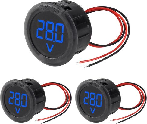 XIITIA 3 قطع DC 4-100V LED شاشة رقمية دائرية بسلكين الفولتميتر DC الرقمي الفولتميتر عرض الرأس حماية الاتصال العكسي (أزرق) in Saudi Arabia