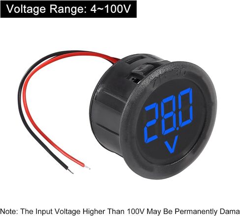 XIITIA 3 قطع DC 4-100V LED شاشة رقمية دائرية بسلكين الفولتميتر DC الرقمي الفولتميتر عرض الرأس حماية الاتصال العكسي (أزرق) in Saudi Arabia