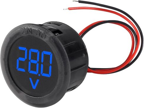 XIITIA 3 قطع DC 4-100V LED شاشة رقمية دائرية بسلكين الفولتميتر DC الرقمي الفولتميتر عرض الرأس حماية الاتصال العكسي (أزرق) in Saudi Arabia
