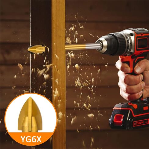 طقم لقم مثقاب زجاجية مطلية بالتيتانيوم من 6 قطع، 4 حواف قطع براس رمح متقاطع مع ساق سداسية لبلاط السيراميك والرخام والمرايا والزجاج، 4 ملم 5 ملم 6 ملم 8 ملم 10 ملم 12 ملم in Kuwait