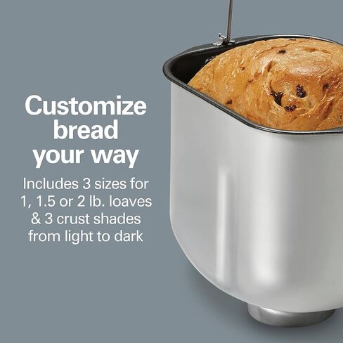 Hamilton Beach Premium Dough & Bread Maker Machine with Auto Fruit and Nut Dispenser, 2 lb. Loaf Capacity, 14 Programmable Settings Including Gluten Free, Stainless Steel (29888) in Saudi Arabia