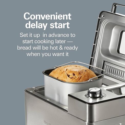 Hamilton Beach Premium Dough & Bread Maker Machine with Auto Fruit and Nut Dispenser, 2 lb. Loaf Capacity, 14 Programmable Settings Including Gluten Free, Stainless Steel (29888) in Saudi Arabia