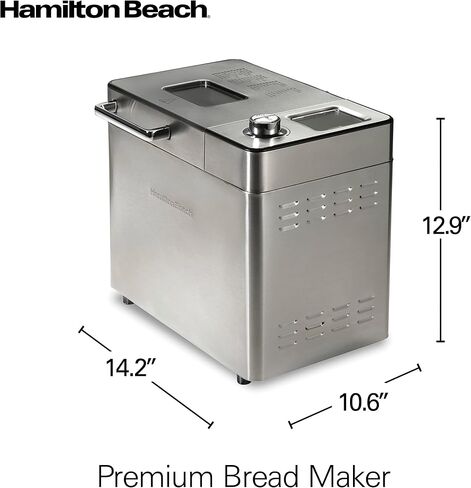 Hamilton Beach Premium Dough & Bread Maker Machine with Auto Fruit and Nut Dispenser, 2 lb. Loaf Capacity, 14 Programmable Settings Including Gluten Free, Stainless Steel (29888) in Saudi Arabia
