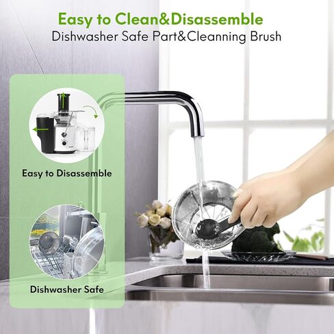 650W 3 Speeds Juicer Machines Vegetable and Fruit, Healnitor Centrifugal Juice Extractor with Wide 3" Feed Chute, Easy to Clean, BPA-Free Compact Centrifugal Juice Maker, White in Kuwait