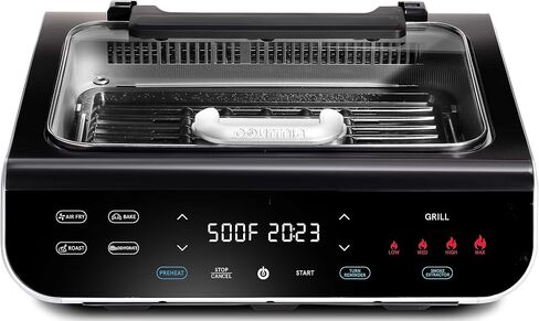 Gourmia Smokeless Indoor Grill & Air Fryer raclette grill with Smoke Extracting Technology Extra-Large Nonstick Cooking electric grill indoor Korean BBQ Style 6 Quart FoodStation™ in Kuwait