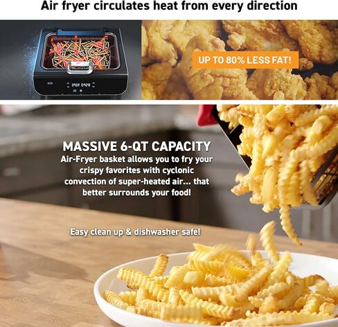 Gourmia Smokeless Indoor Grill & Air Fryer raclette grill with Smoke Extracting Technology Extra-Large Nonstick Cooking electric grill indoor Korean BBQ Style 6 Quart FoodStation™ in Kuwait