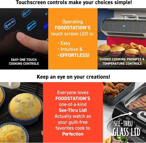 Gourmia Smokeless Indoor Grill & Air Fryer raclette grill with Smoke Extracting Technology Extra-Large Nonstick Cooking electric grill indoor Korean BBQ Style 6 Quart FoodStation™ in Kuwait