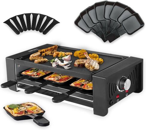 Indoor Grill TAMARIT Table Grill Non-Stick Raclette Grill Portable Electric Grills Korean Barbecue BBQ Grill 2 in 1 Removble Reversible Grills Griddle 1450W Keep Warm Temperature Control Adjustable in Kuwait