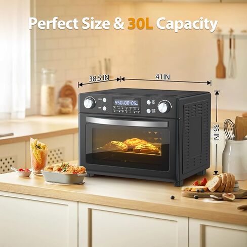 LifePlus Toaster Oven, 12-In-1 Convection Oven Countertop with Stainless Steel, 1700W Air Fryer Combo for Pizza Bread Grill, etc. 8 Gallon Capacity, Includes 6 Accessories in Saudi Arabia
