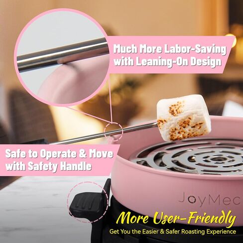 JoyMech Electric S'mores Maker Tabletop Indoor, Marshmallow Roaster Machine, Includes 4 Forks, Excellent Gift for Adults and Kids in Holidays, Birthday Parties and Christmas (Pink) in Saudi Arabia