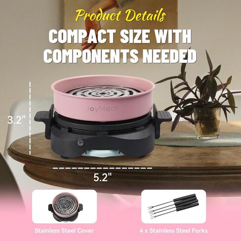 JoyMech Electric S'mores Maker Tabletop Indoor, Marshmallow Roaster Machine, Includes 4 Forks, Excellent Gift for Adults and Kids in Holidays, Birthday Parties and Christmas (Pink) in Saudi Arabia