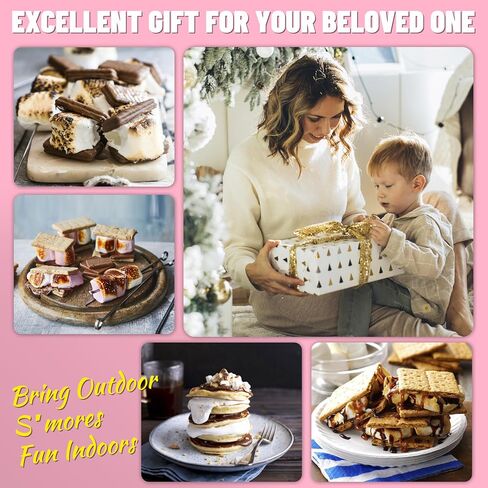 JoyMech Electric S'mores Maker Tabletop Indoor, Marshmallow Roaster Machine, Includes 4 Forks, Excellent Gift for Adults and Kids in Holidays, Birthday Parties and Christmas (Pink) in Saudi Arabia