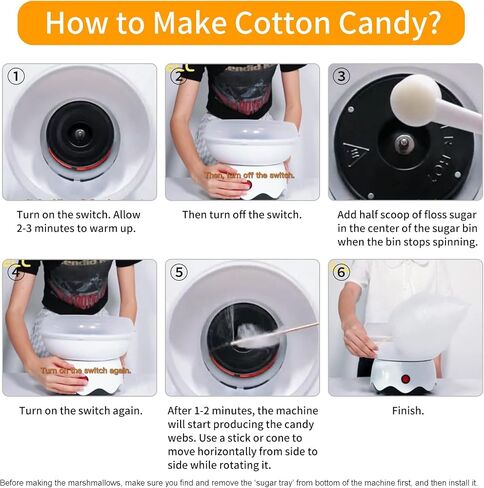 Mini Cotton Candy Machine for Kids, Includes Sugar Scoop, Sticks Cotton Candy Maker for Birthday Party, Gifts, Home Uses in Saudi Arabia