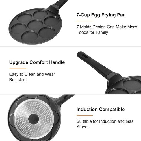 CAINFY Pancake Pan Maker غير لاصق متوافق مع الحث، 10.5 بوصة صغيرة غير لاصقة فضية دولار شواية Blini Griddle Crepe Pan، 7 قوالب كعكة طباخ البيض مقلاة لهدايا الأطفال in Kuwait