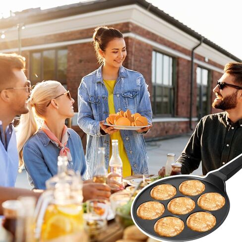 CAINFY Pancake Pan Maker غير لاصق متوافق مع الحث، 10.5 بوصة صغيرة غير لاصقة فضية دولار شواية Blini Griddle Crepe Pan، 7 قوالب كعكة طباخ البيض مقلاة لهدايا الأطفال in Kuwait