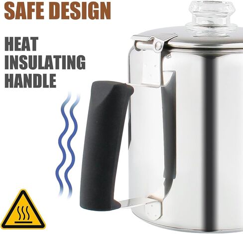 APOXCON Multi Use Percolator Coffee Pot with Glass Knob and Silica Gel Handle, Stainless Steel Coffee Maker for Indoor Induction Cooktop, Electric Stove, Outdoor Campfire Stovetop 6 Cup in Saudi Arabia