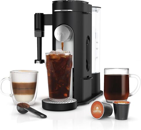 Ninja PB051 Pods & Grounds Specialty Single-Serve Coffee Maker, K-Cup Pod Compatible, Built-In Milk Frother, 6-oz. Cup to 24-oz. Travel Mug Sizes, Black in Saudi Arabia