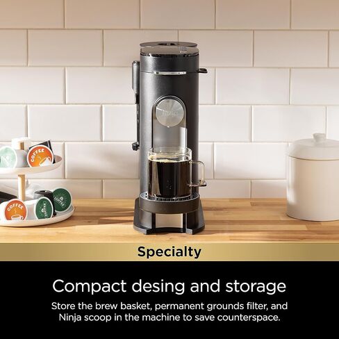Ninja PB051 Pods & Grounds Specialty Single-Serve Coffee Maker, K-Cup Pod Compatible, Built-In Milk Frother, 6-oz. Cup to 24-oz. Travel Mug Sizes, Black in Saudi Arabia