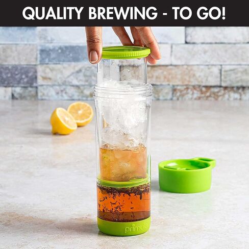 Primula Press and Go Iced Tea Iced Tea Brewer and Tumbler For Loose Leaf or Bagged Teas, Double Wall Travel Tea Mug with Stainless Steel Infuser, Leakproof, Dishwasher Safe, Teal in Kuwait