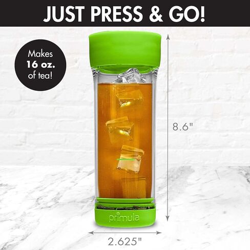 Primula Press and Go Iced Tea Iced Tea Brewer and Tumbler For Loose Leaf or Bagged Teas, Double Wall Travel Tea Mug with Stainless Steel Infuser, Leakproof, Dishwasher Safe, Teal in Kuwait