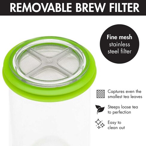 Primula Press and Go Iced Tea Iced Tea Brewer and Tumbler For Loose Leaf or Bagged Teas, Double Wall Travel Tea Mug with Stainless Steel Infuser, Leakproof, Dishwasher Safe, Teal in Kuwait
