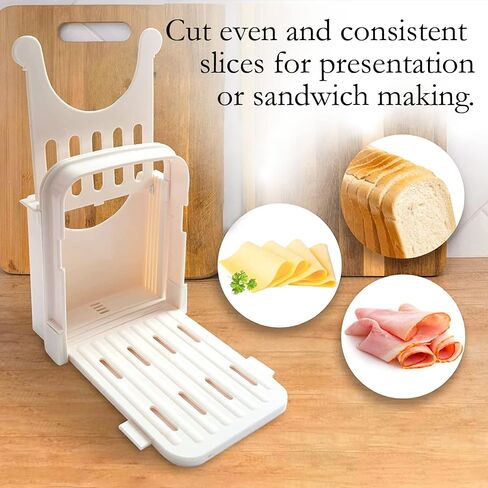 KitchenThinker Bread Slicer for Homemade Bread, Plastic Bread Slicer Machine and Compact Bread Slicing Guide 4 Sizes Bread Loaf Slicer Thin Bread Cutter, Foldable and Manual Bread Slicer for Kitchen in Saudi Arabia