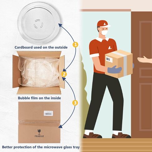 Puxyblue 4393799 4393751 لوحة زجاجية دوارة للميكروويف مناسبة لـ Whirl-pool & Ken-more & May-tag استبدال لـ 30QBP4185 PS373741 AP3130793 مع قفازات فرن مجانية (ضمان لمدة عام) in Kuwait