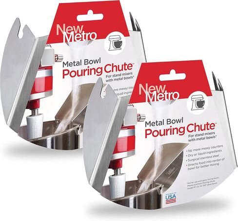 New Metro Design PC-10 Pouring Chute Compatible with KitchenAid Stand Mixer with Stainless Steel Bowl, Silver in Saudi Arabia