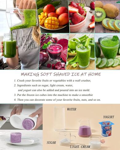 Shaved Ice Maker Snow Cone Rechargeable Slushie Machine Ice Cream Maker for Family Wireless Portable USB Charger 2 Set Block Ice Molds(Green) in Saudi Arabia