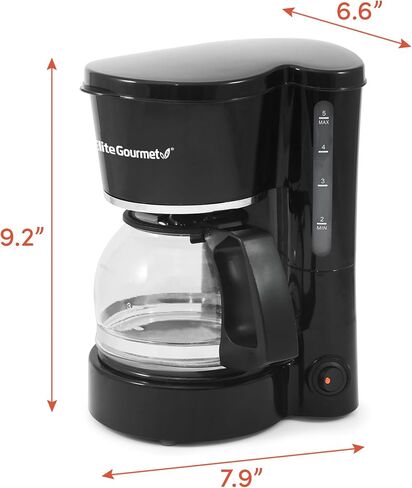 Elite Gourmet EHC-5055 Automatic Brew & Drip Coffee Maker with Pause N Serve Reusable Filter, On/Off Switch, Water Level Indicator, Black in Saudi Arabia