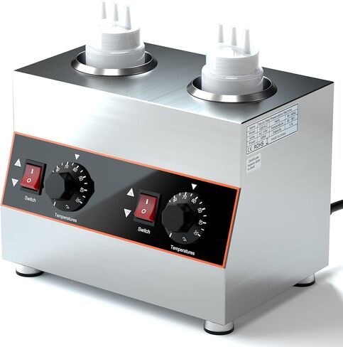 Cheese Sauce Warmer Jam Heat Preservation Machine 2 Pot Electric Hot Fudge Heater with 2 Bottles in Kuwait