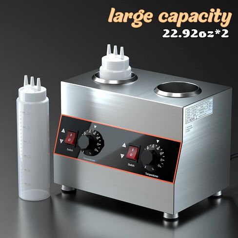 Cheese Sauce Warmer Jam Heat Preservation Machine 2 Pot Electric Hot Fudge Heater with 2 Bottles in Kuwait