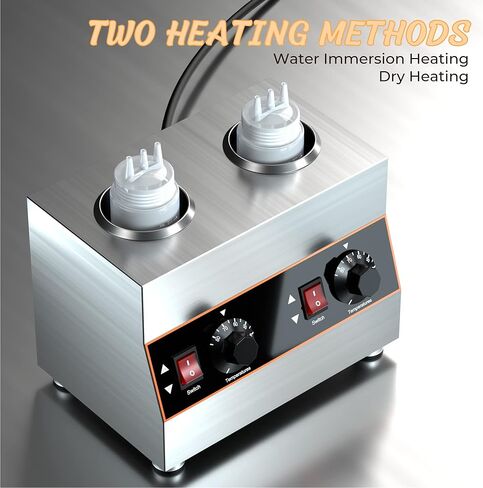 Cheese Sauce Warmer Jam Heat Preservation Machine 2 Pot Electric Hot Fudge Heater with 2 Bottles in Kuwait