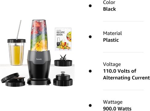 Real 900 Watts Smoothie Blender for Shakes and Smoothies with Milk Frother, 12 in 1 Set Personal Blender, Germany Stainless Steel Blades Smoothie Maker with 2 Tritan Sport Cups in Saudi Arabia