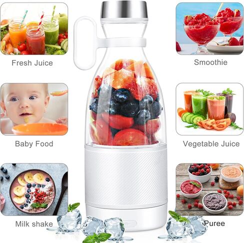 خلاط محمول، خلاط بحجم شخصي من SHAPESHE، عصير طازج قابل لإعادة الشحن عبر USB مع 6 شفرات، خلاط عصير صغير للمطبخ أثناء السفر وصالة الألعاب الرياضية، 450 مل/15.2 أونصة in Kuwait