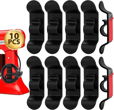 Jeymei Cord Organizer for Appliances,6Pcs Black Appliance Cord Wraps | Small Cord Winder Cord Holder Wire Wrapper for Appliance,Kitchen Gadgets Stick on Pressure Cooker, Mixer, Blender,Air Fryer in Kuwait