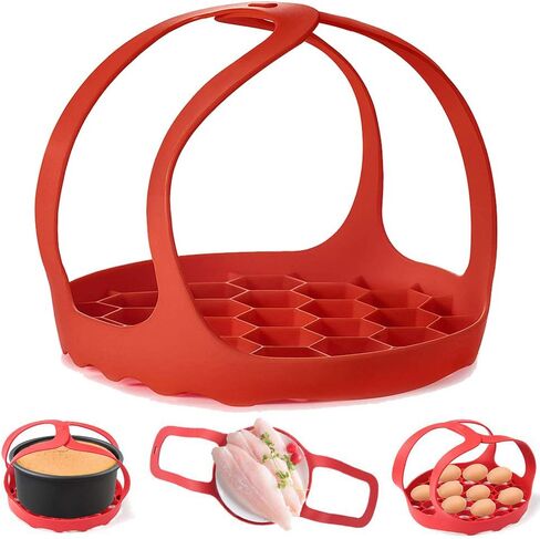 Pressure Cooker Sling, Silicone Bakeware Sling for 6 Qt / 8 Qt Instant Pot | for Ninja Foodi, Multi-function Cooker Anti-scalding Bakeware Lifter Steamer Rack, BPA-Free Silicone Egg Steamer Rack in Saudi Arabia