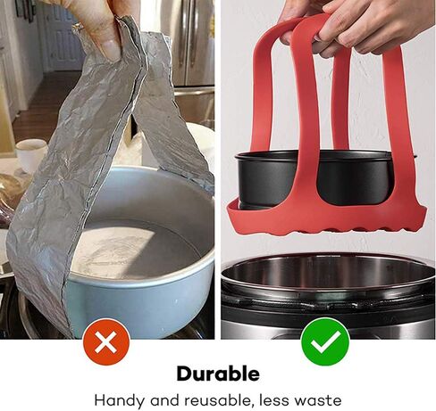 Pressure Cooker Sling, Silicone Bakeware Sling for 6 Qt / 8 Qt Instant Pot | for Ninja Foodi, Multi-function Cooker Anti-scalding Bakeware Lifter Steamer Rack, BPA-Free Silicone Egg Steamer Rack in Saudi Arabia