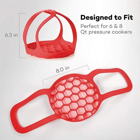 Pressure Cooker Sling, Silicone Bakeware Sling for 6 Qt / 8 Qt Instant Pot | for Ninja Foodi, Multi-function Cooker Anti-scalding Bakeware Lifter Steamer Rack, BPA-Free Silicone Egg Steamer Rack in Saudi Arabia