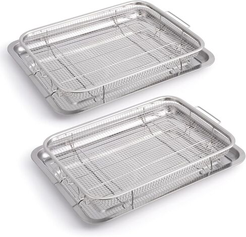Air Fryer Basket for Oven, 2 Pack Stainless Steel Crisper Basket & Tray in Kuwait