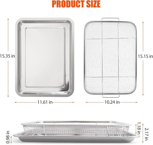 Air Fryer Basket for Oven, 2 Pack Stainless Steel Crisper Basket & Tray in Kuwait