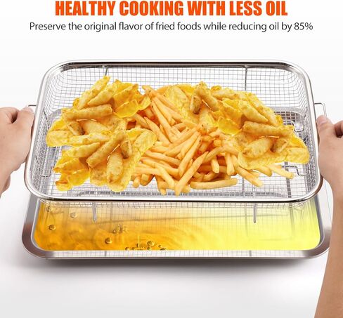 Air Fryer Basket for Oven, 2 Pack Stainless Steel Crisper Basket & Tray in Kuwait