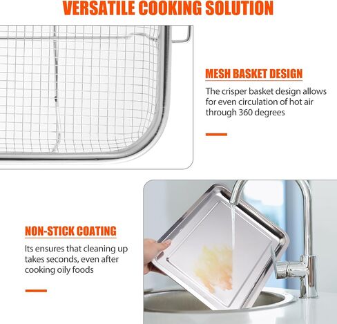 Air Fryer Basket for Oven, 2 Pack Stainless Steel Crisper Basket & Tray in Kuwait