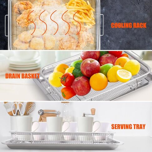Air Fryer Basket for Oven, 2 Pack Stainless Steel Crisper Basket & Tray in Kuwait