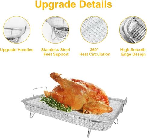 Air Fryer Basket and Tray 15.3'' x 11.4'' for Oven, Stainless Steel Crisper Tray and Basket, Grill Rack Bacon Pan for Air Fryer Oven, Set of 2 Perfect Bakeware in Saudi Arabia
