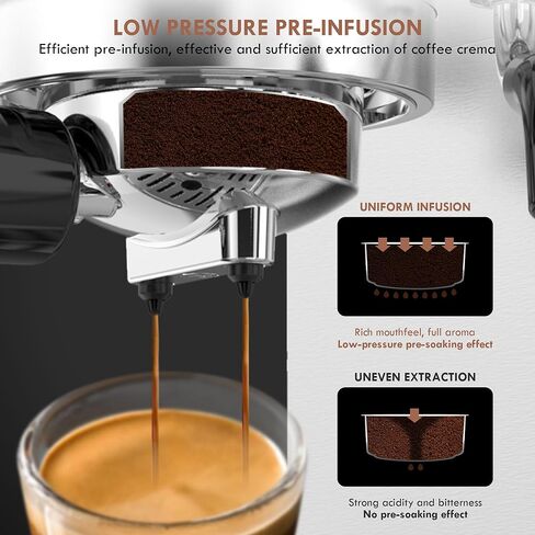 KitchenBoss Professional Compact Espresso Machines: 20 Bar Barista Espresso Machines for Home with Milk Frother Steam Wand, Automatic Fast Heating Cappuccino Machine and Latte Coffee Maker in Kuwait