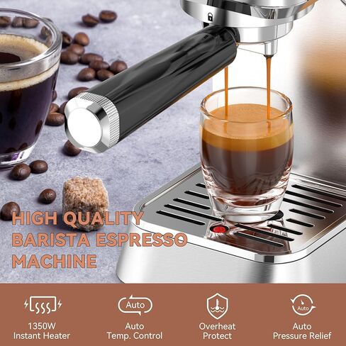 KitchenBoss Professional Compact Espresso Machines: 20 Bar Barista Espresso Machines for Home with Milk Frother Steam Wand, Automatic Fast Heating Cappuccino Machine and Latte Coffee Maker in Kuwait