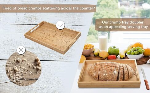Bamboo Bread Slicer with Crumb Tray Bamboo Bread Cutter for Homemade Bread, Loaf Cakes, Bagels Slicer, 3 Slice Sizes, Adjustable, Compact, Foldable by Kitchen Seven in Saudi Arabia