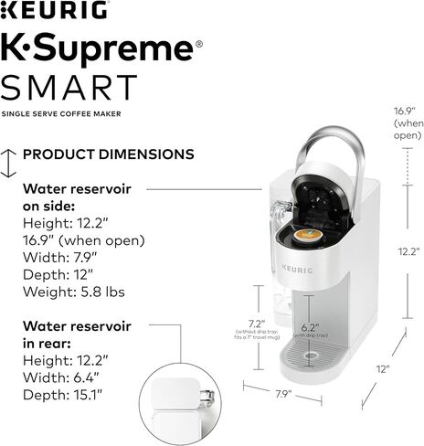 Keurig K-Supreme SMART Coffee Maker, MultiStream Technology, Brews 6-12oz Cup Sizes, White in Saudi Arabia