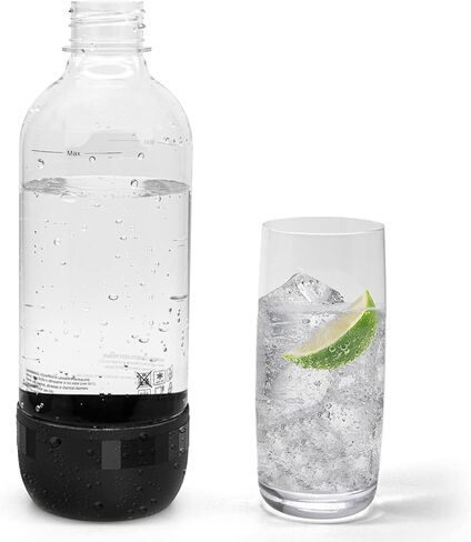 زجاجات صانعة المياه الفوارة سعة 1 لتر من Thorder، خالية من مادة BPA، زجاجات صانعة الصودا PET قابلة لإعادة الاستخدام لآلة الصودا (أسود + أبيض) عبوة من 2 in Kuwait